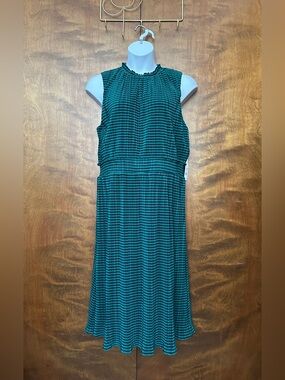 Draper James Smocked Waist Sleeveless Midi Dress Womens XXL Navy & Teal Stripes